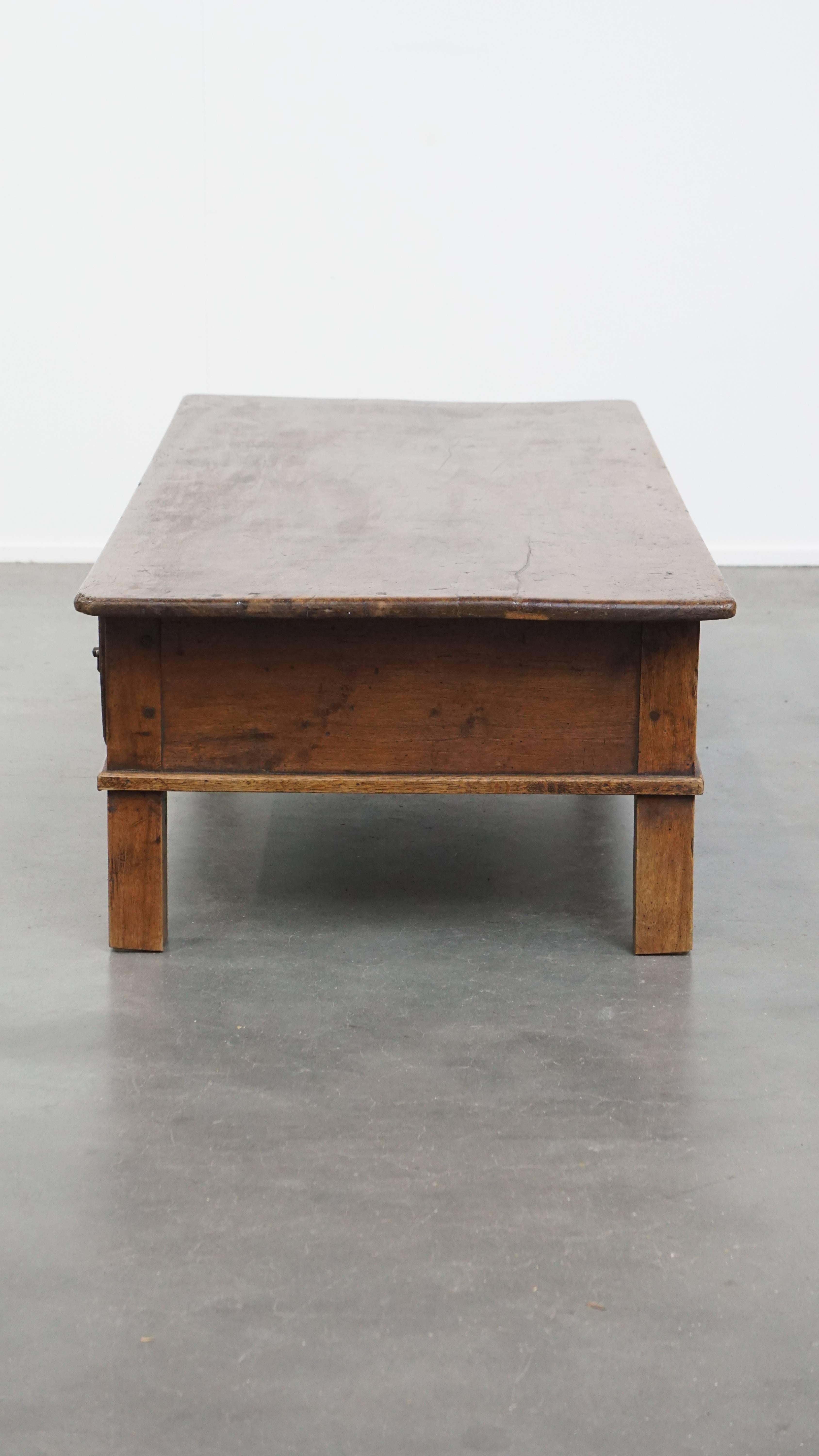 18th Century and Earlier Antique Chestnut Coffee Table from the 18th Century with a One-Piece Top For Sale
