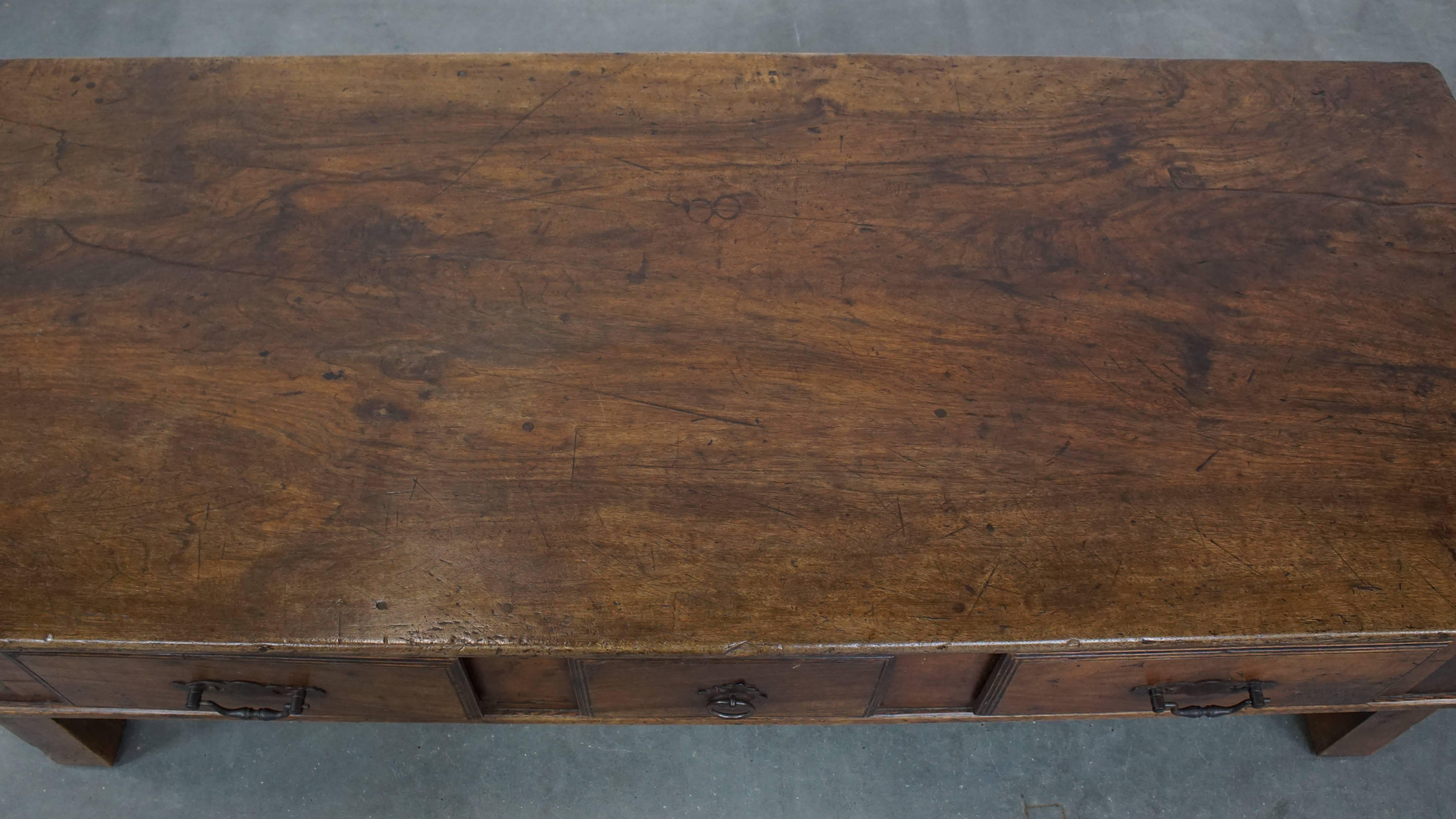 Wood Antique Chestnut Coffee Table from the 18th Century with a One-Piece Top For Sale