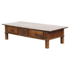 Antique Chestnut Coffee Table from the 18th Century with a One-Piece Top