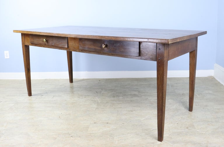 Antique Chestnut Farm Table, Two Drawers In Good Condition For Sale In Port Chester, NY