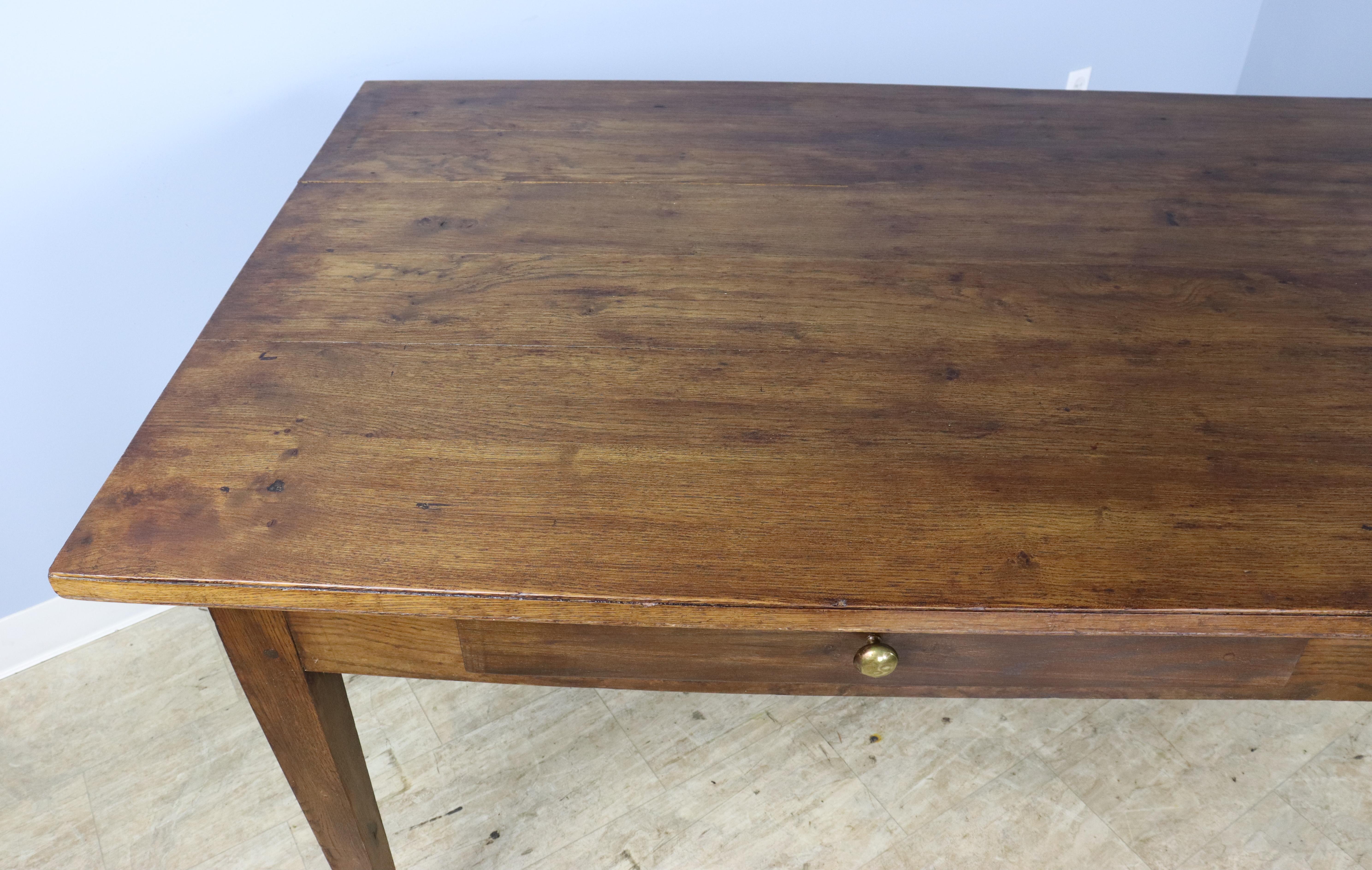 Antique Chestnut Farm Table, Two Drawers For Sale 1