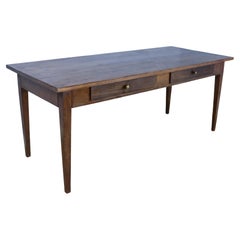Antique Chestnut Farm Table, Two Drawers