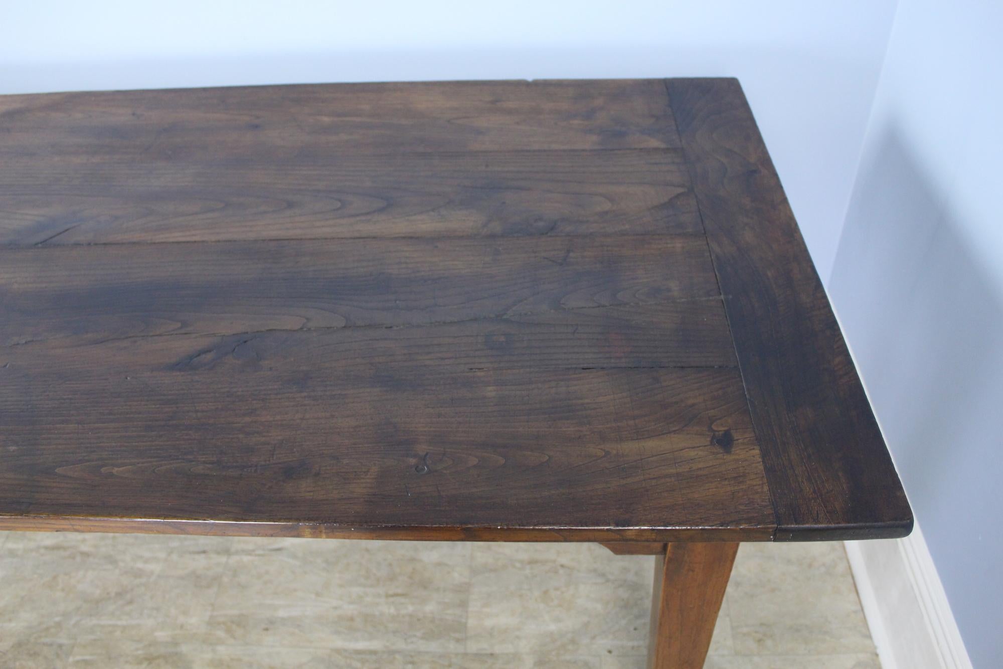 19th Century Antique Chestnut Farm Table with Breadboard Ends