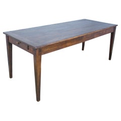 Antique Chestnut Farm Table with Breadboard Ends