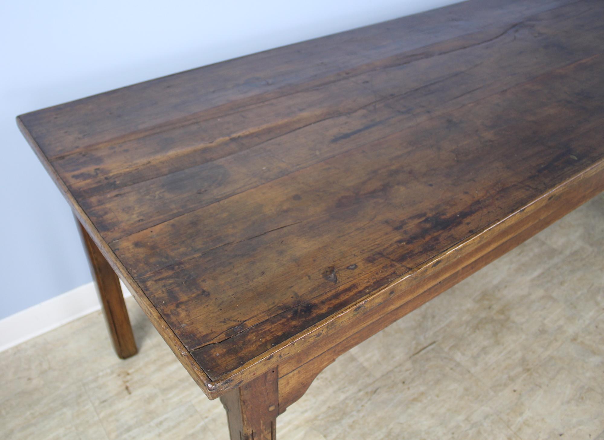 Late 19th Century Antique Chestnut Farm Table with Decorative Edge