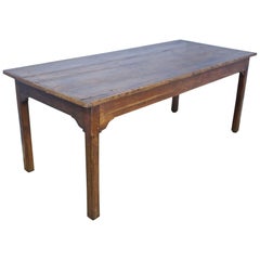 Antique Chestnut Farm Table with Decorative Edge
