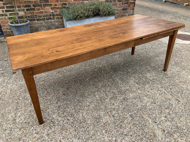 Antique Chestnut farmhouse table with extension slide. When table is open with the slide total length is 116