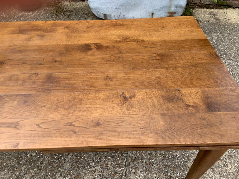 French Antique Chestnut Farmhouse Table with Extension Leaf