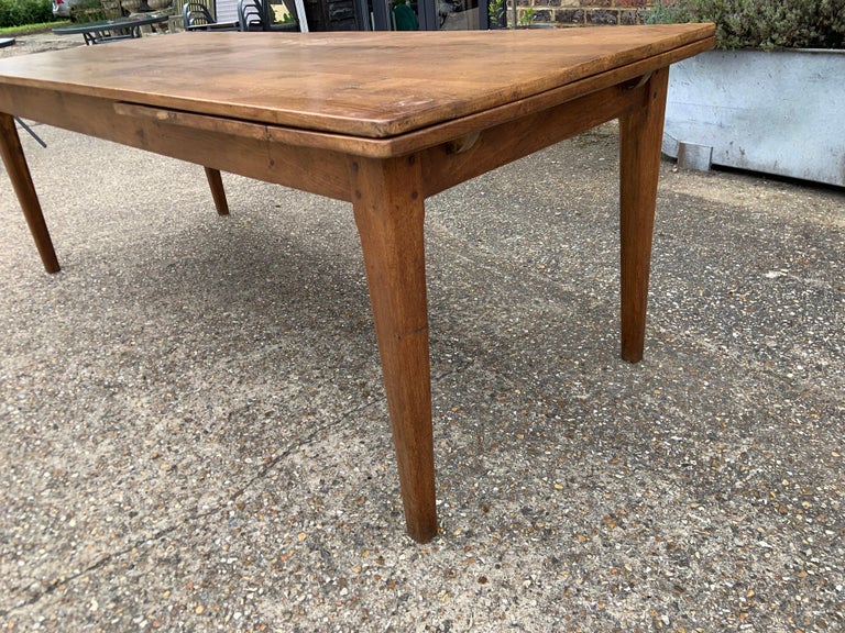 Hand-Crafted Antique Chestnut Farmhouse Table with Extension Leaf