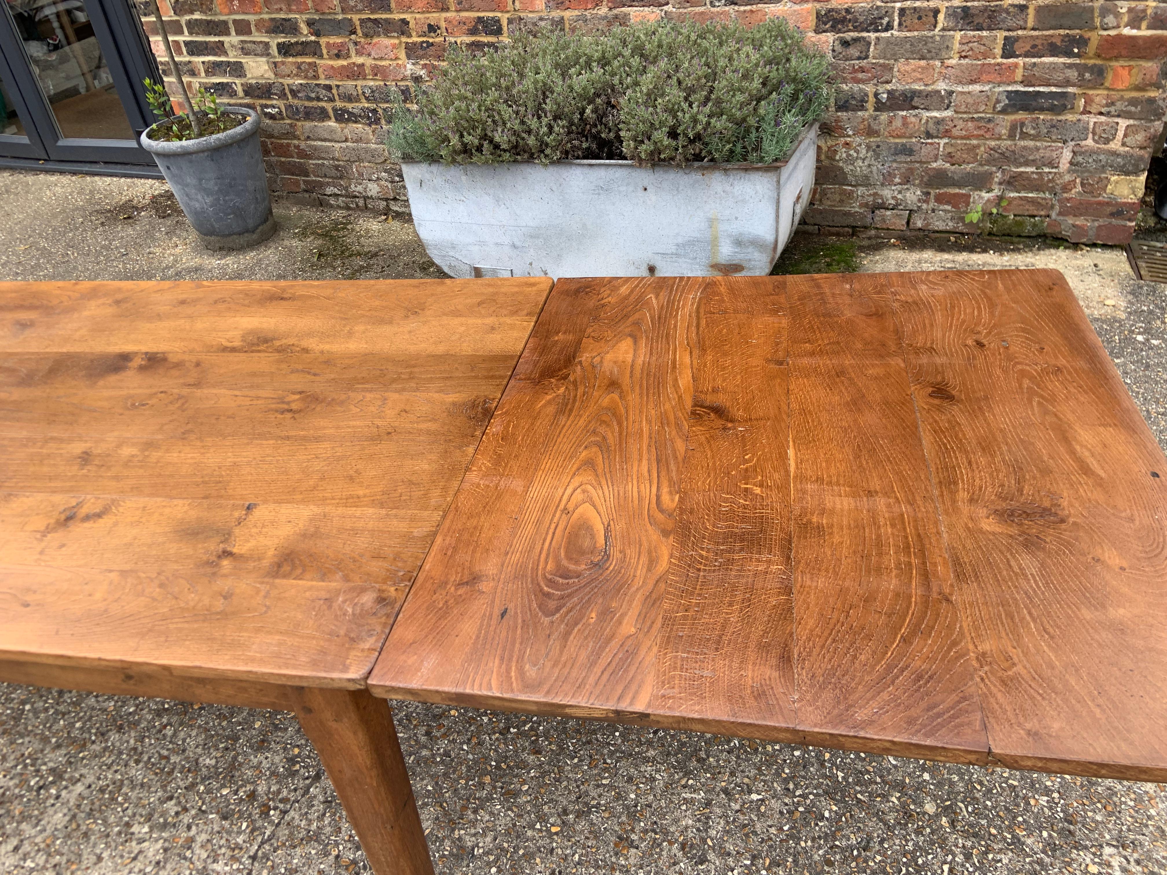 19th Century Antique Chestnut Farmhouse Table with Extension Leaf