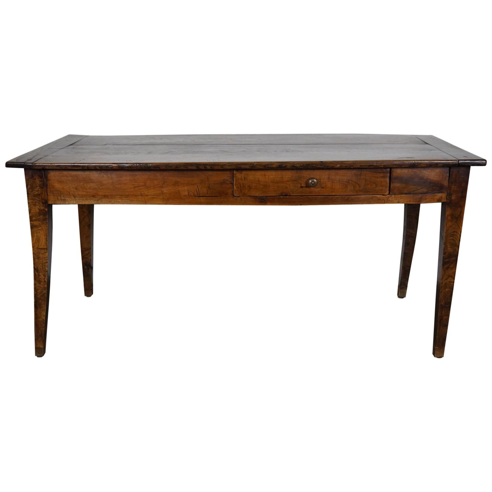 Antique Chestnut French Farmhouse Dining Table, 19th Century
