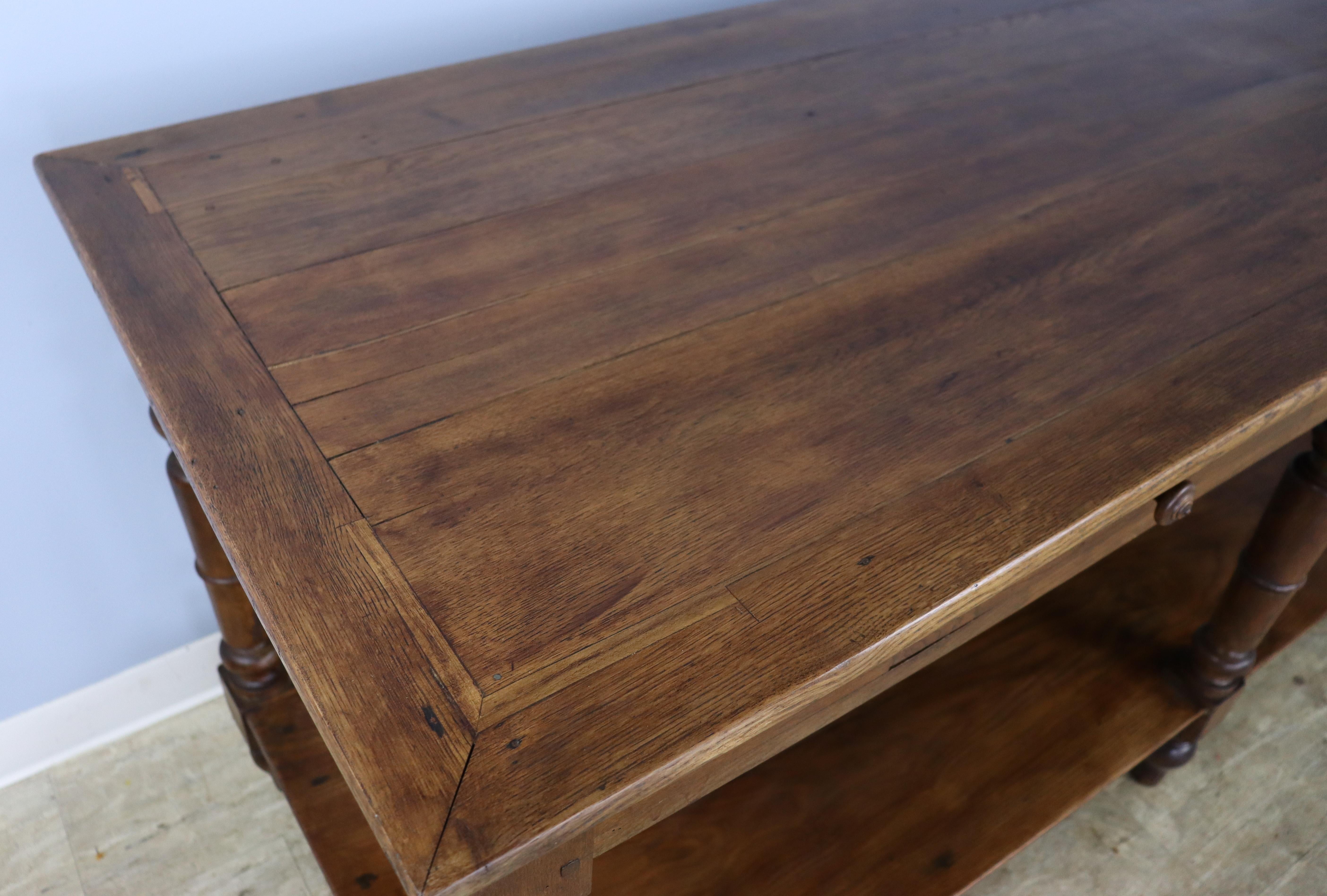 19th Century Antique Chestnut Draper's Table with Turned Legs