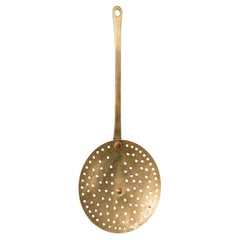Antique Chestnut Warmer, English, Brass, Fireside Roasting Plate, Georgian, 1790