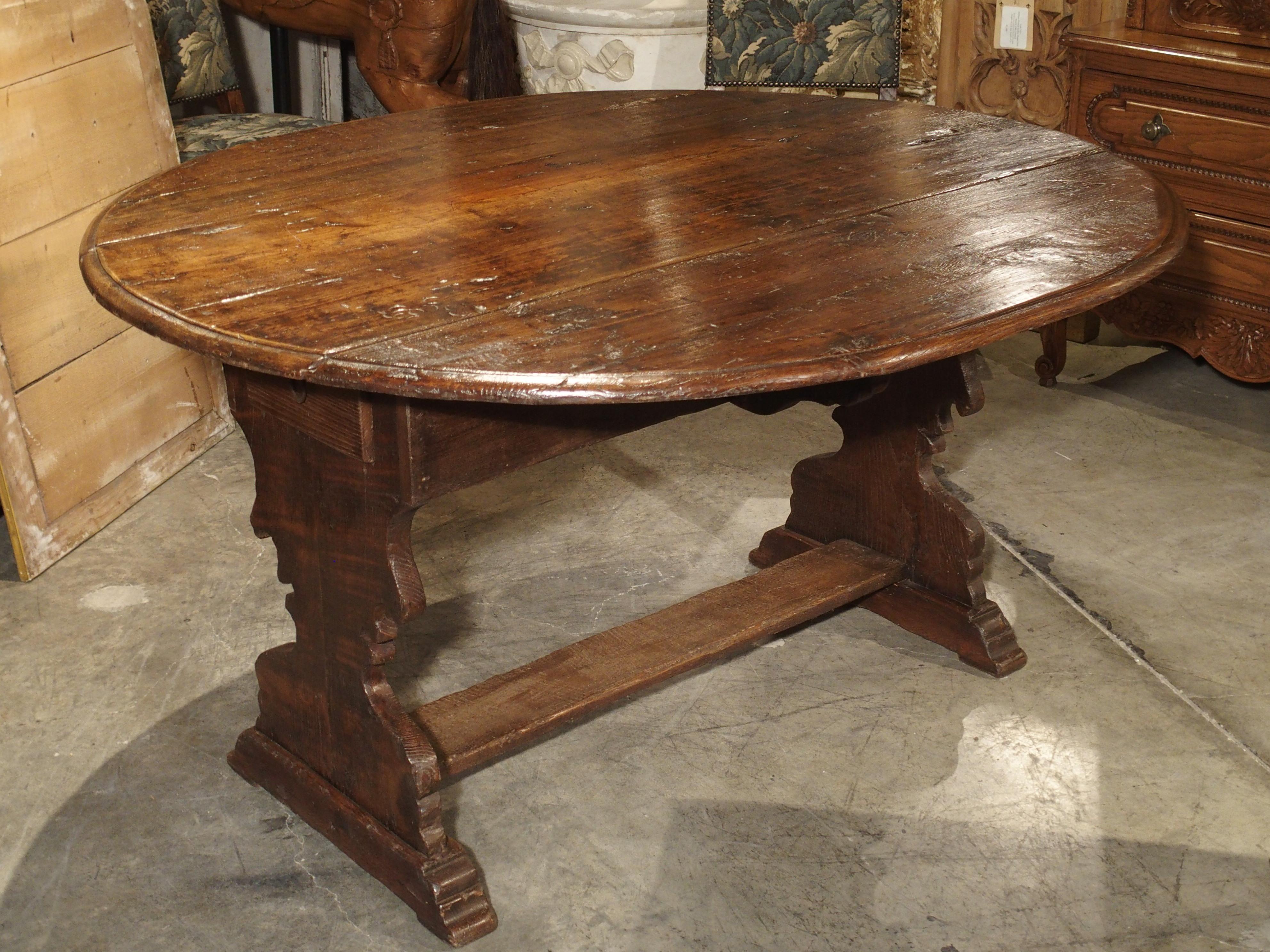 Italian Antique Chestnut Wood Drop Leaf Table from Italy, circa 1790