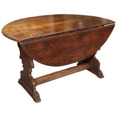 Antique Chestnut Wood Drop Leaf Table from Italy, circa 1790