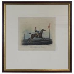 Ancienne gravure de cheval chevauchant La Course d'après la course de chevaux de Carle Vernet Jazel
