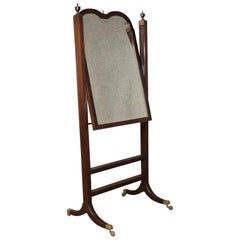 Antique Cheval Mirror, English Regency, Tilting, Dressing, Mahogany, circa 1820
