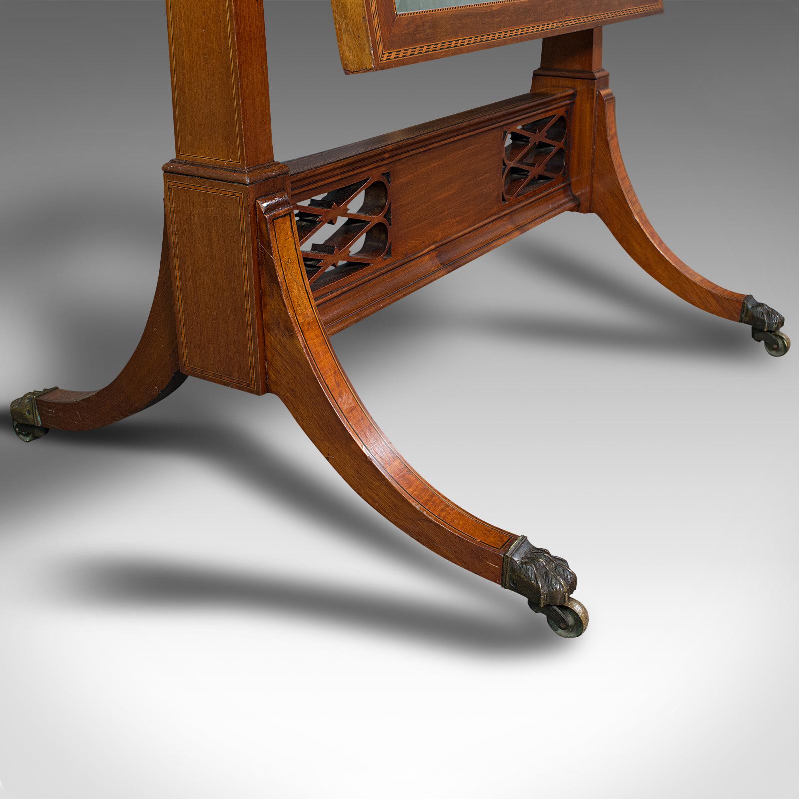 Antique Cheval Mirror, English, Walnut, Glass, Bedroom, Boxwood, Victorian, 1900 For Sale 3