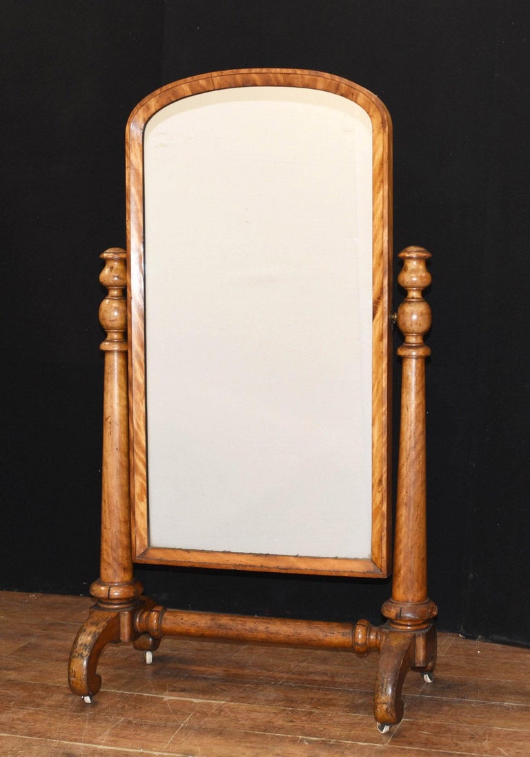 Antique Cheval Mirror, French Birds Eye Maple 1860 For Sale at 1stDibs