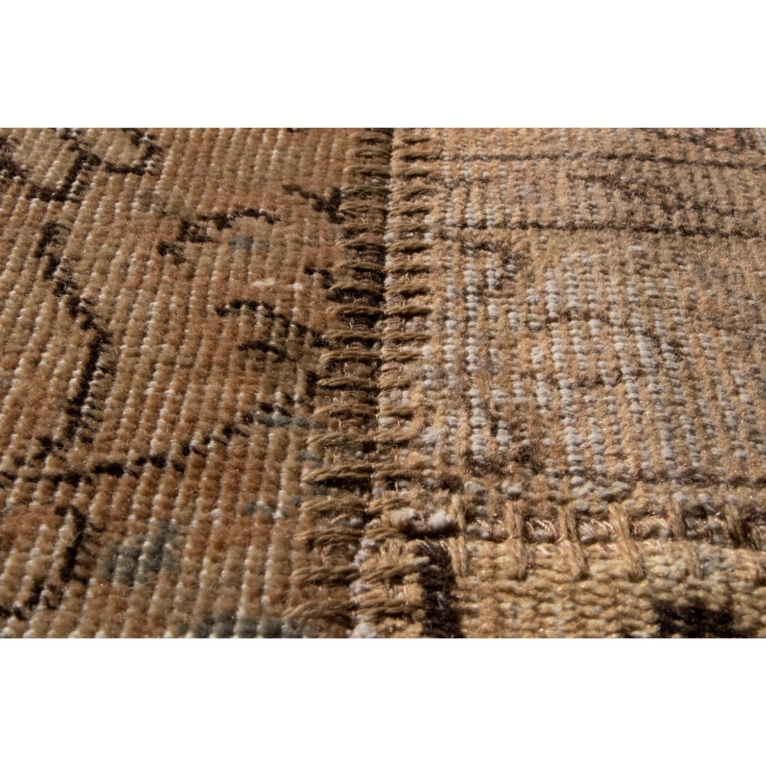 Hand-Knotted Nature Inspired Motifs Wool Cotton Rug by Deanna Comellini 120x120 cm For Sale