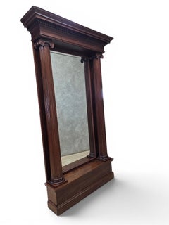Antique Chicago Architectural Salvage Mahogany Pier / Hall Mirror