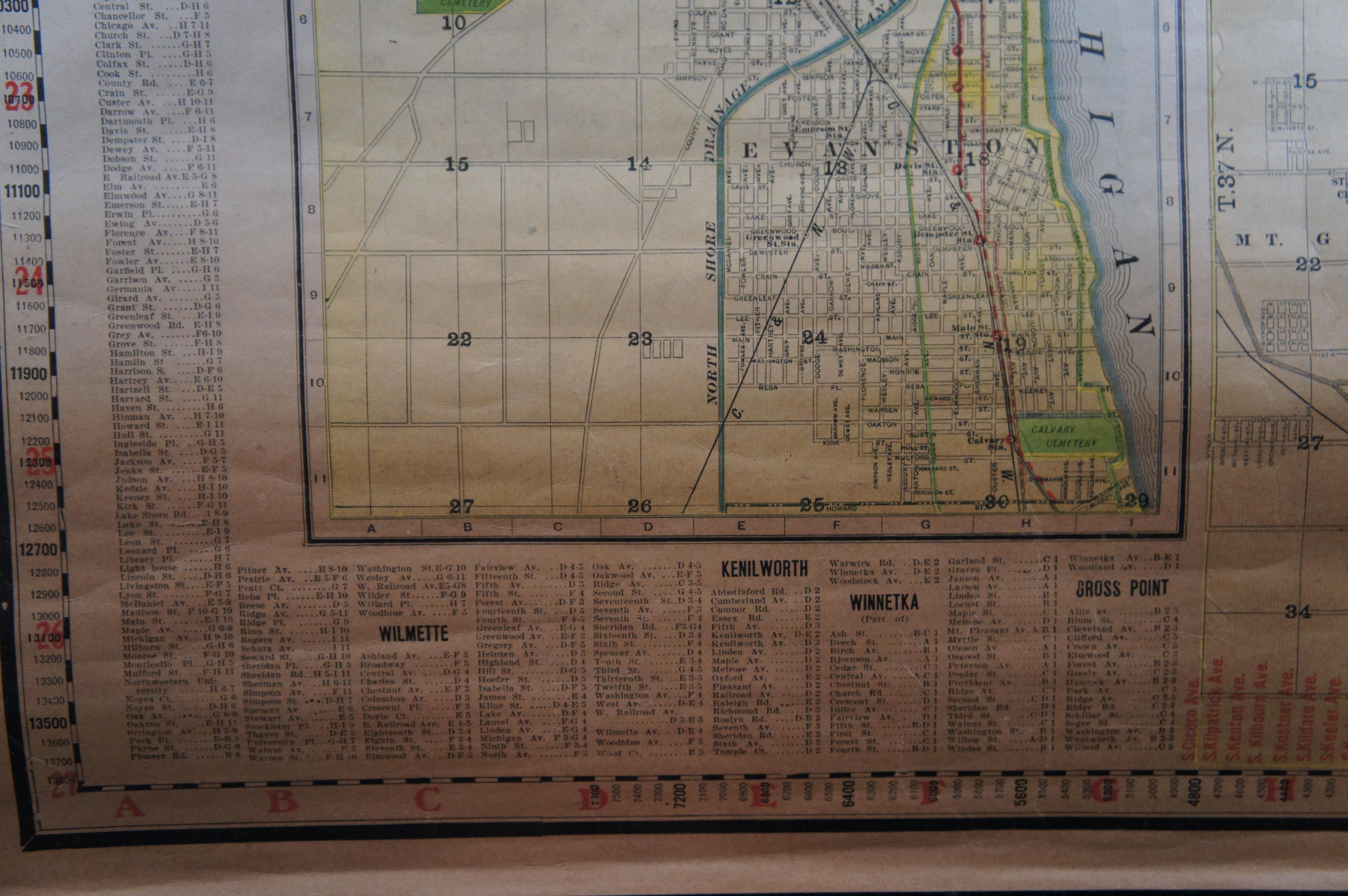 Antike Chicago Illinois National Map Commercial Rollup Classroom Census Map 47