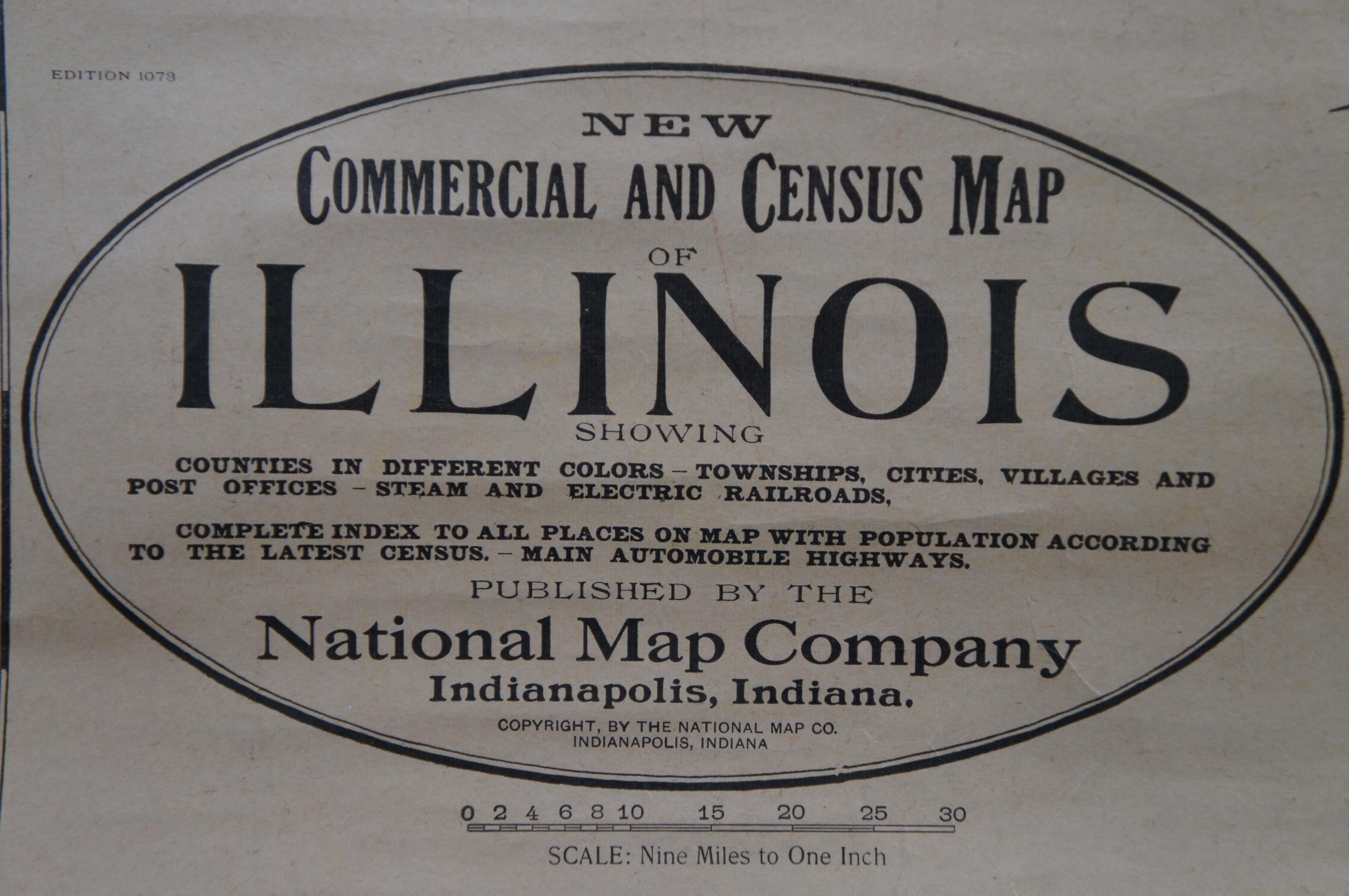 Antike Chicago Illinois National Map Commercial Rollup Classroom Census Map 47
