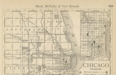 Antique Chicago Map Wall Art – Railroads, Lake Michigan & City Grid, ca.1888