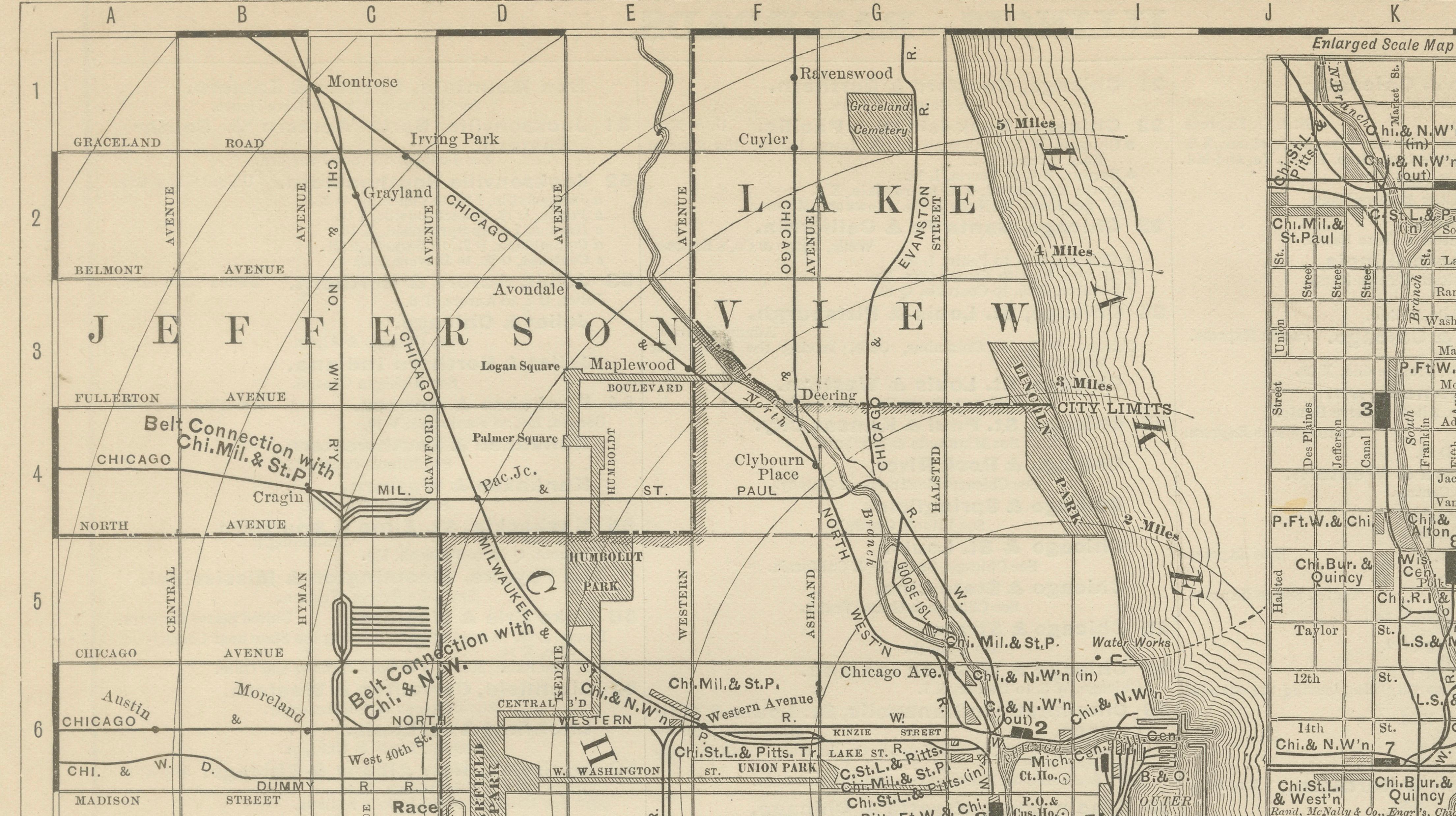 Antique Chicago Map Wall Art – Railroads, Lake Michigan & City Grid, ca.1888