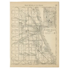 Antique Chicago Map Wall Art – Railroads, Lake Michigan 
City Grid, ca.1888