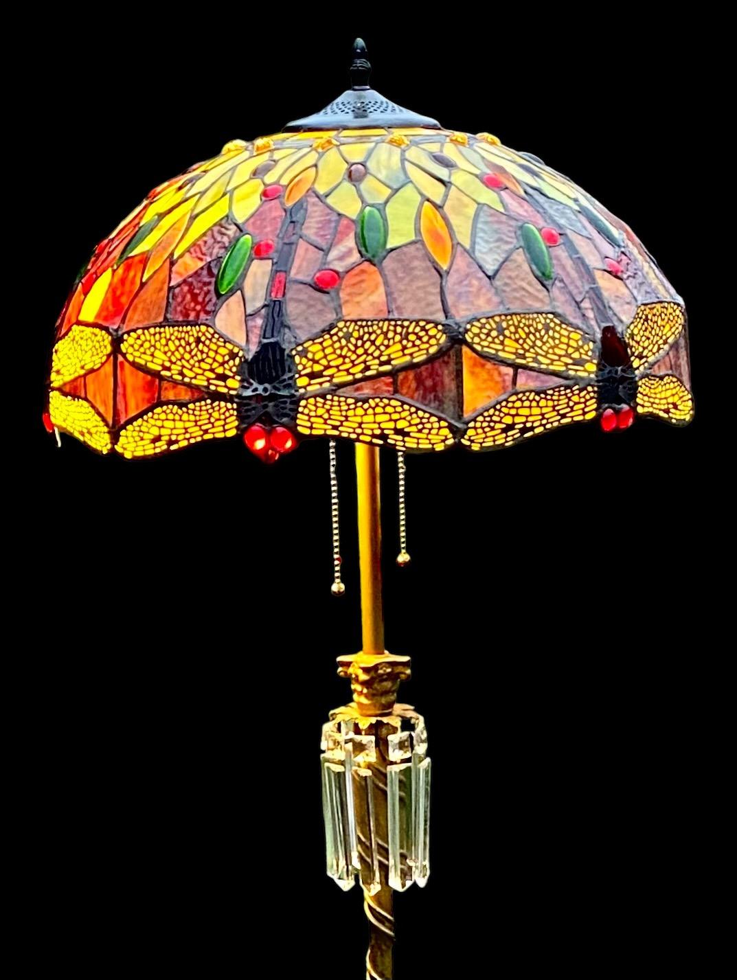 Art Deco Antique Chicago Shade Company Floor Lamp Tiffany Style Shade