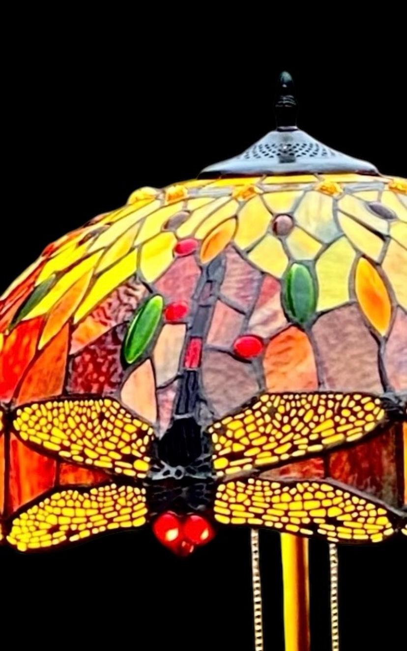 Antique Chicago Shade Company Floor Lamp Tiffany Style Shade In Good Condition In New Orleans, LA