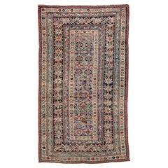 Antique Chichi Caucasian Rug with Pinks and Blue and Purple and Reds in Floral