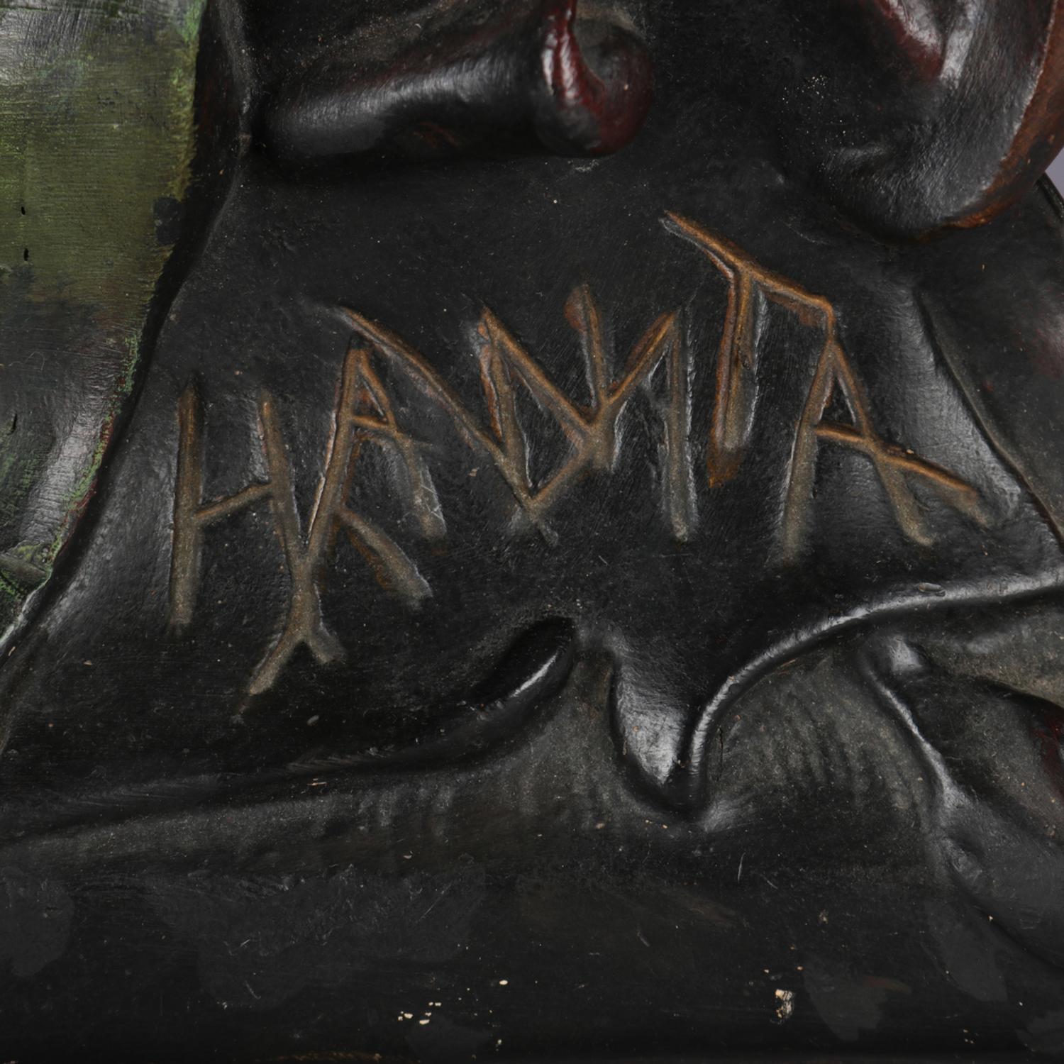 Antique Chief Hawata Figural Chalkware American Indian Portrait Sculpture 1