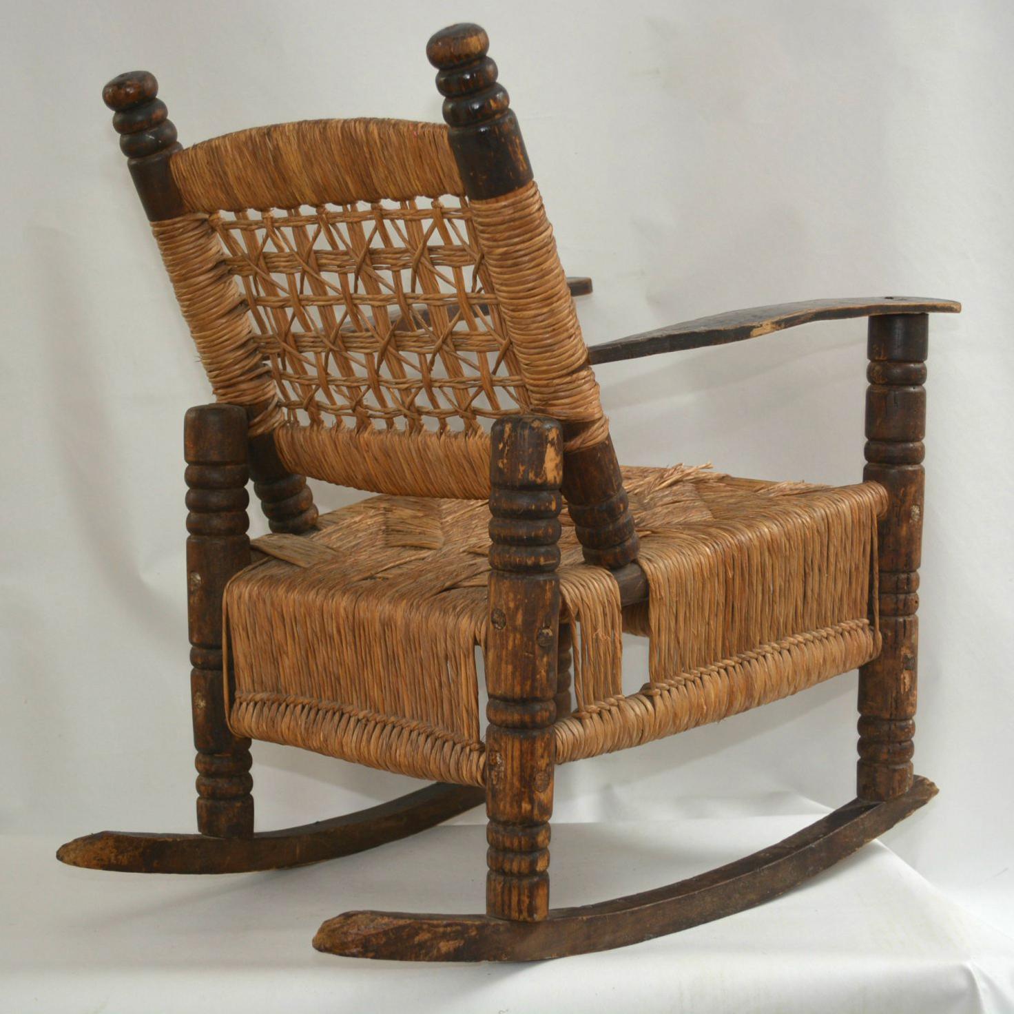 antique childs wicker rocking chair