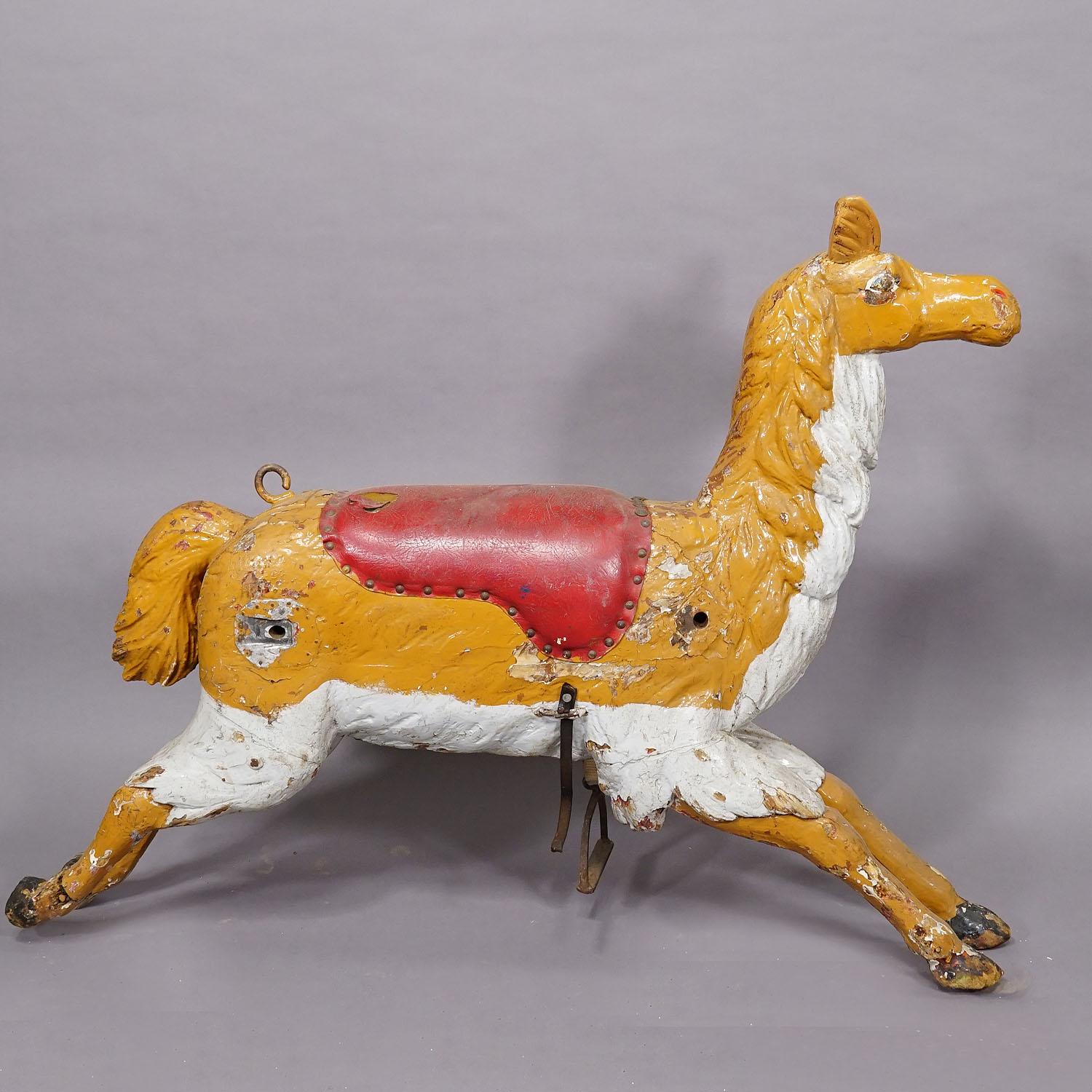 Antico carosello di bambini con scultura di lama, Germania, fine XIX secolo In condizioni discrete in vendita a Berghuelen, DE