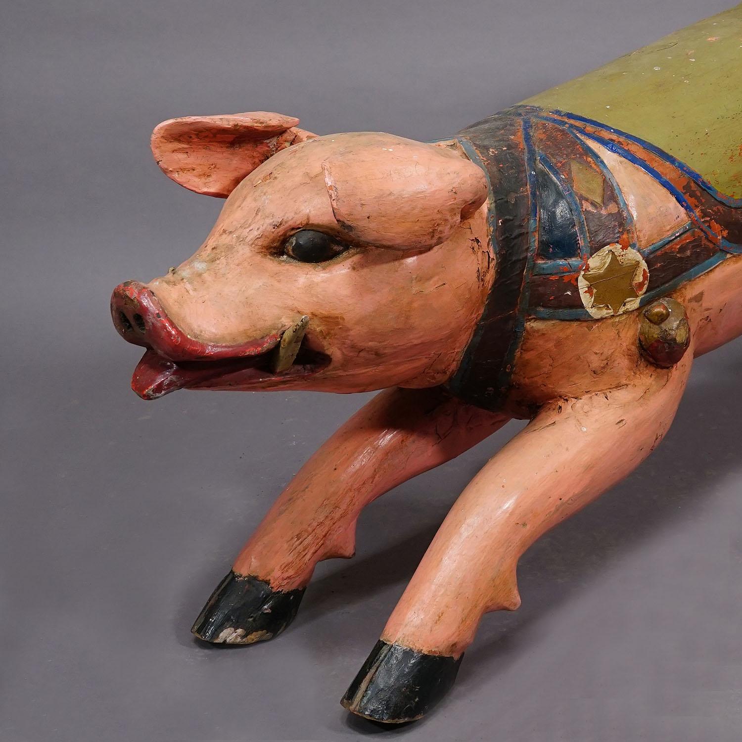 Antique Children Carousel Pig, Germany ca. 1920s For Sale 2