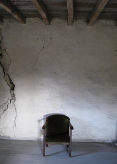Antique Child’s Chair, 1930s, Velvet Cushion, Green, Small Chair