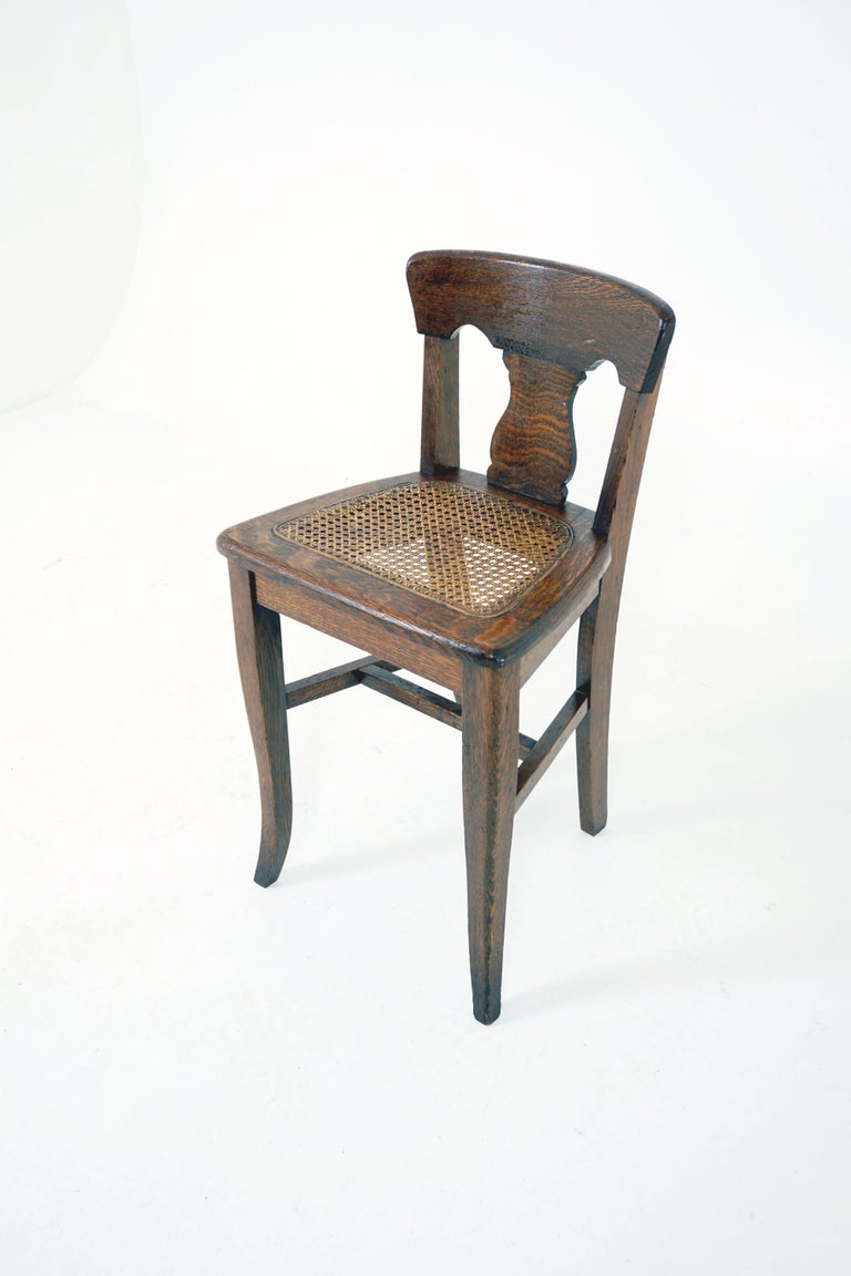 Antique Child S Chair Tiger Oak Cane Seat Canada 1920 B2013 For Sale At 1stdibs