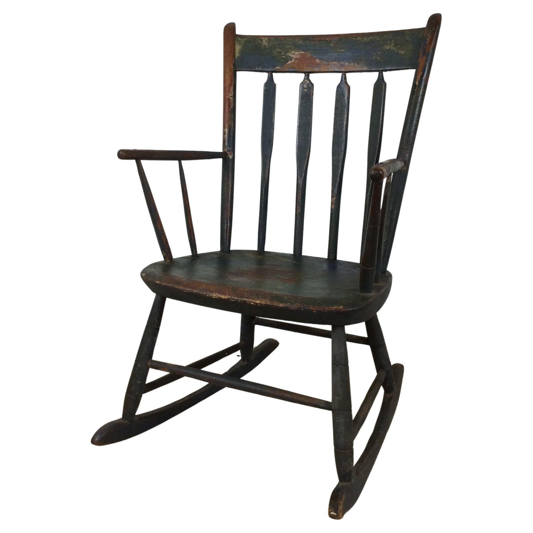 Antique Child
s Rocking Chair with Excellent Patina