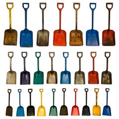 Vintage Child's Toy Metal Beach Sand Shovel Display, 25 Shovels Custom Frame