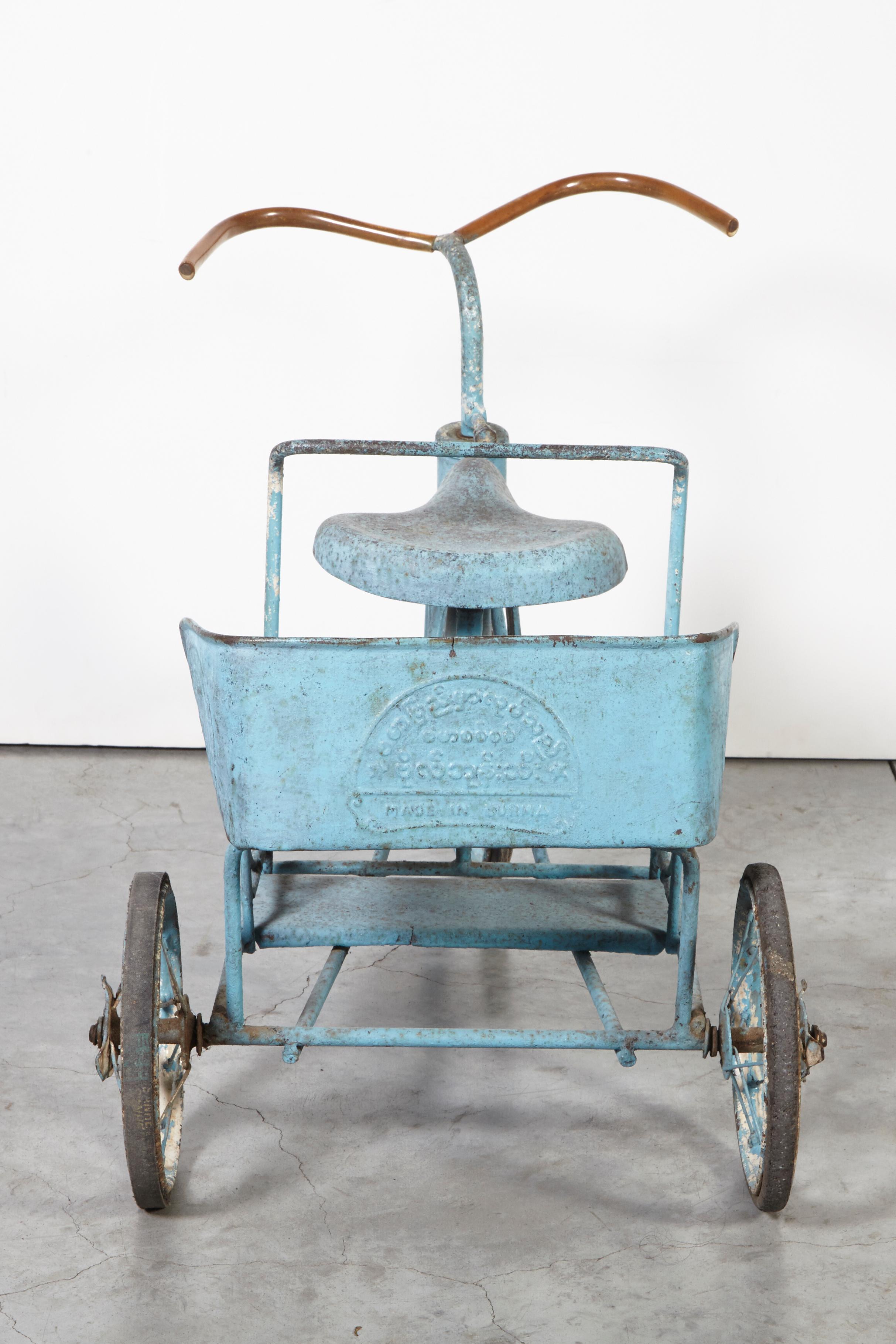 Antique Child's Tricycle From Burma In Distressed Condition For Sale In New York, NY