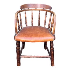 Used Child’s Windsor Barrel Chair with Leather Seat