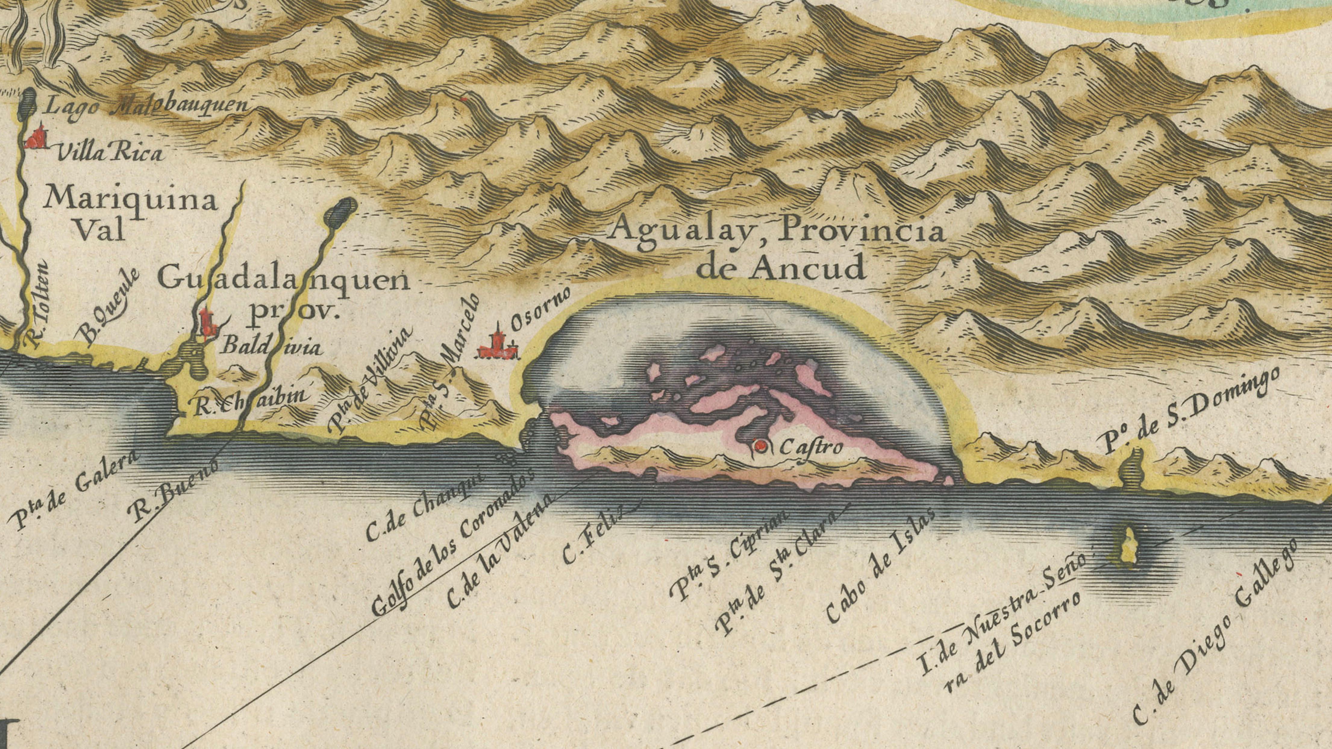 Antique Chile Map Blaeu c.1642 – Dramatic Andes & Pacific Panorama