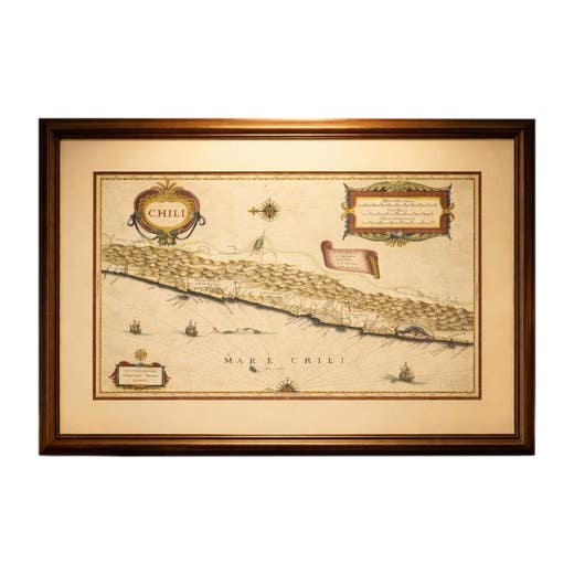 Antique Chile Map Blaeu c.1642 – Dramatic Andes & Pacific Panorama