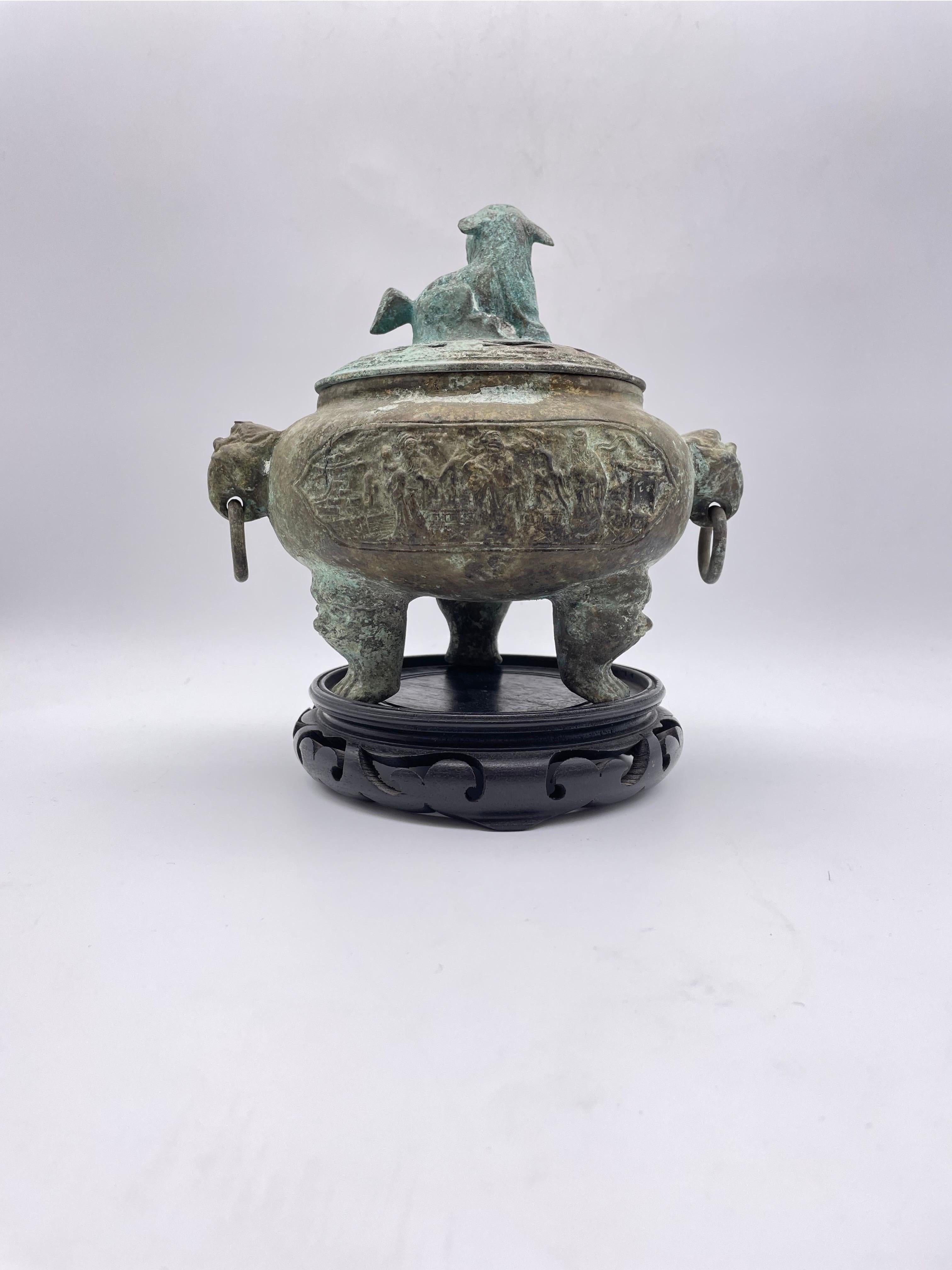 Antique china bronze incense burner For Sale 5