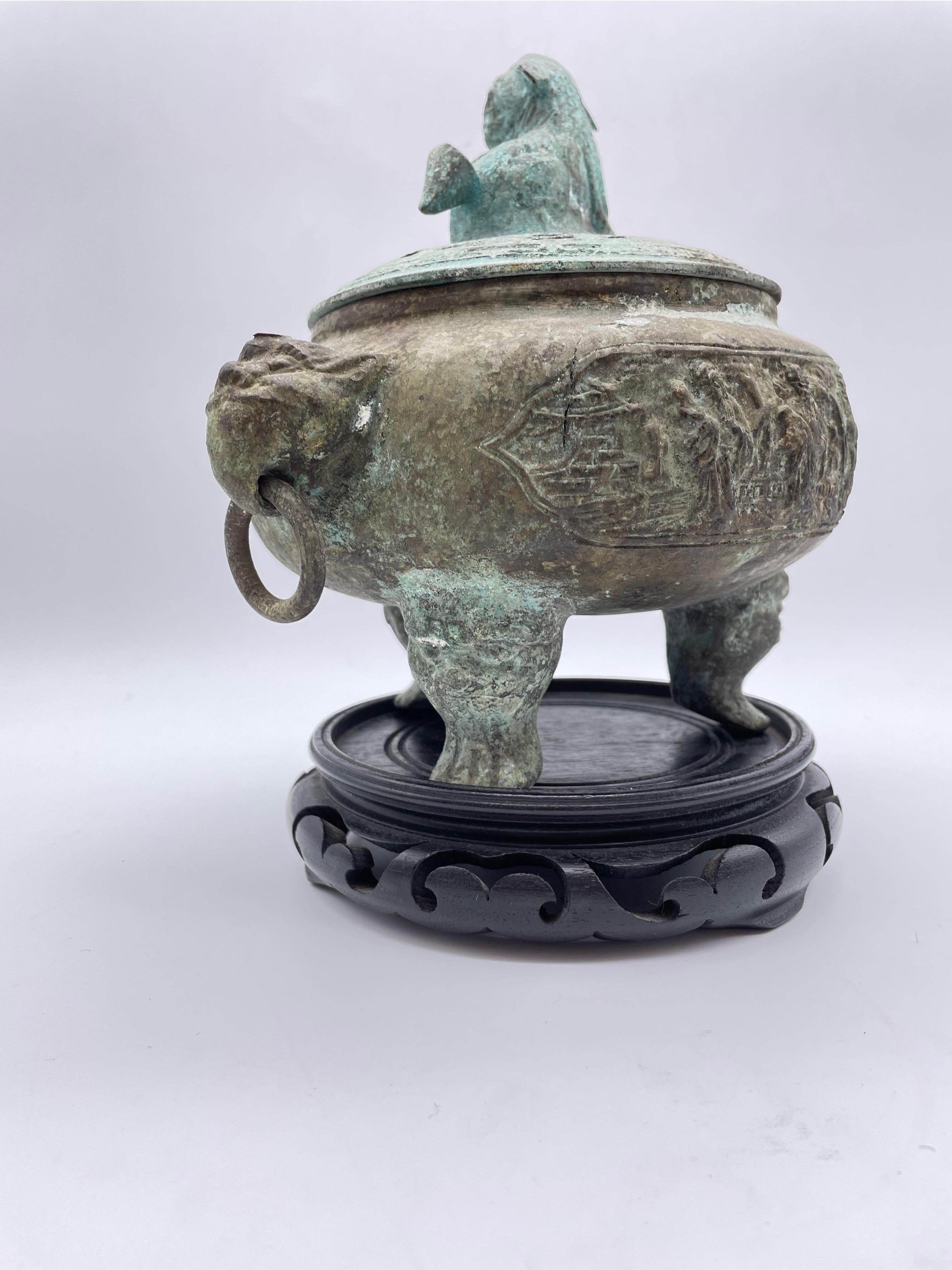 Antique china bronze incense burner For Sale 6