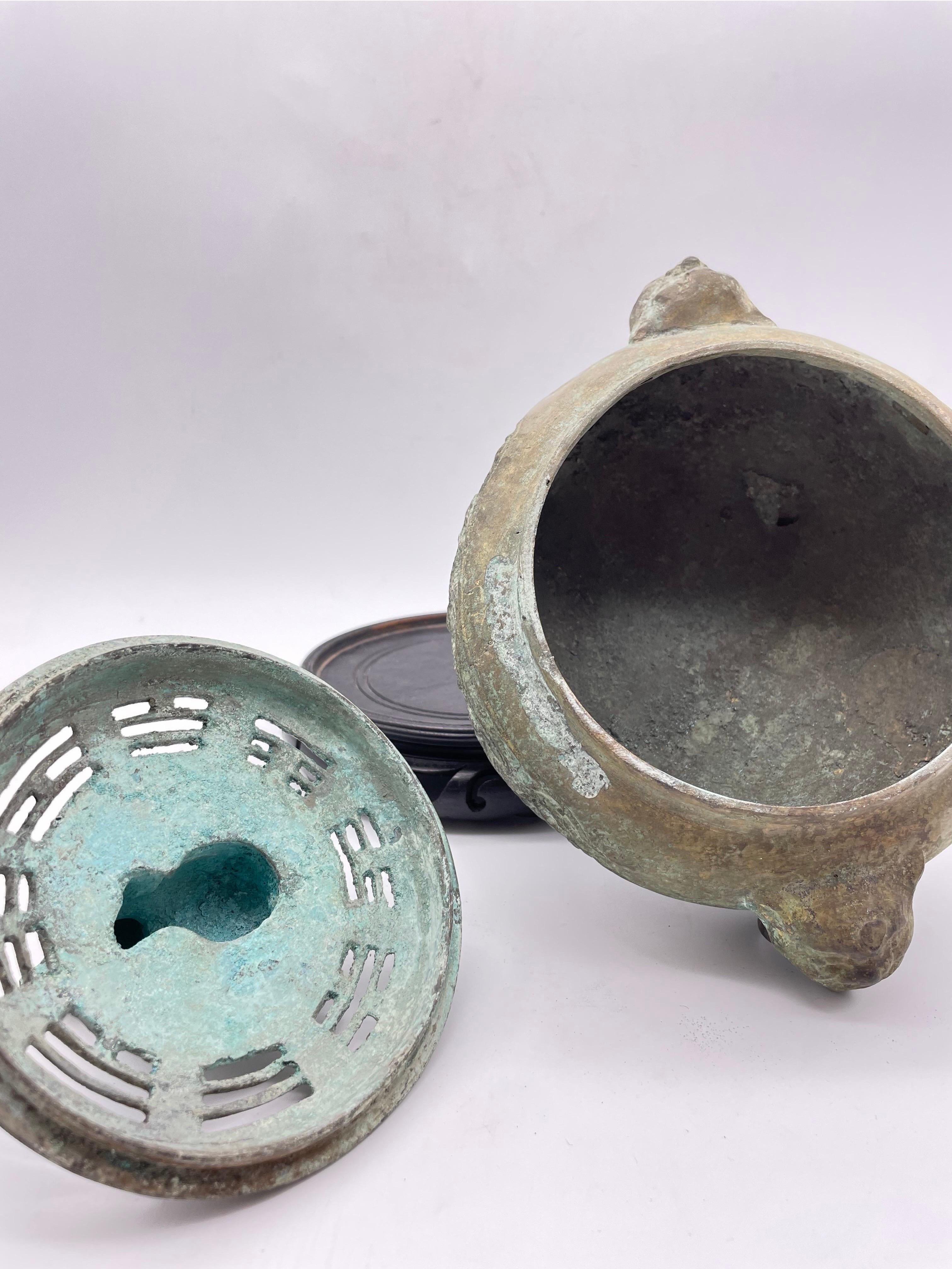 Antique china bronze incense burner For Sale 9