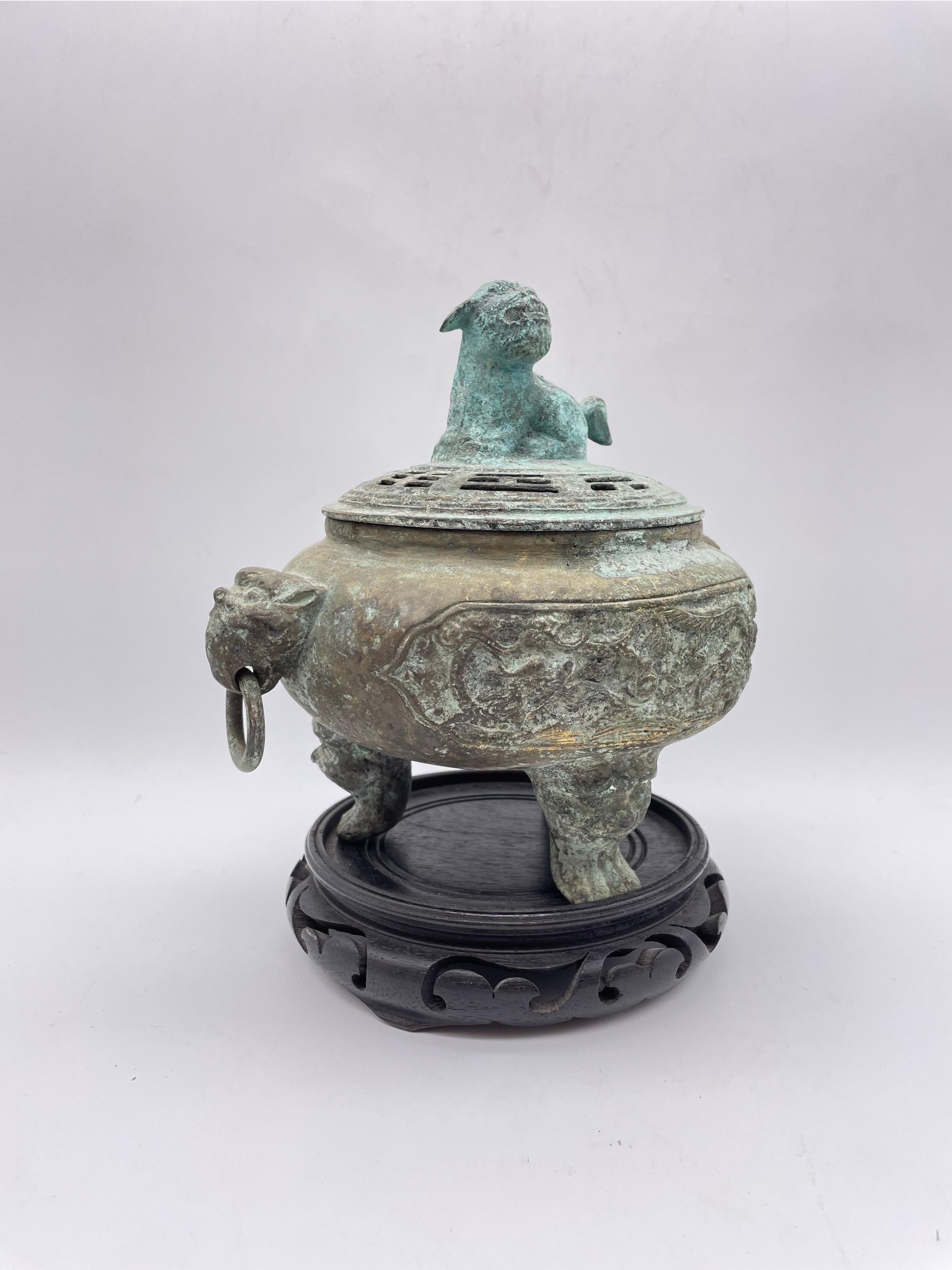 Antique china bronze incense burner In Good Condition For Sale In Berlin, DE