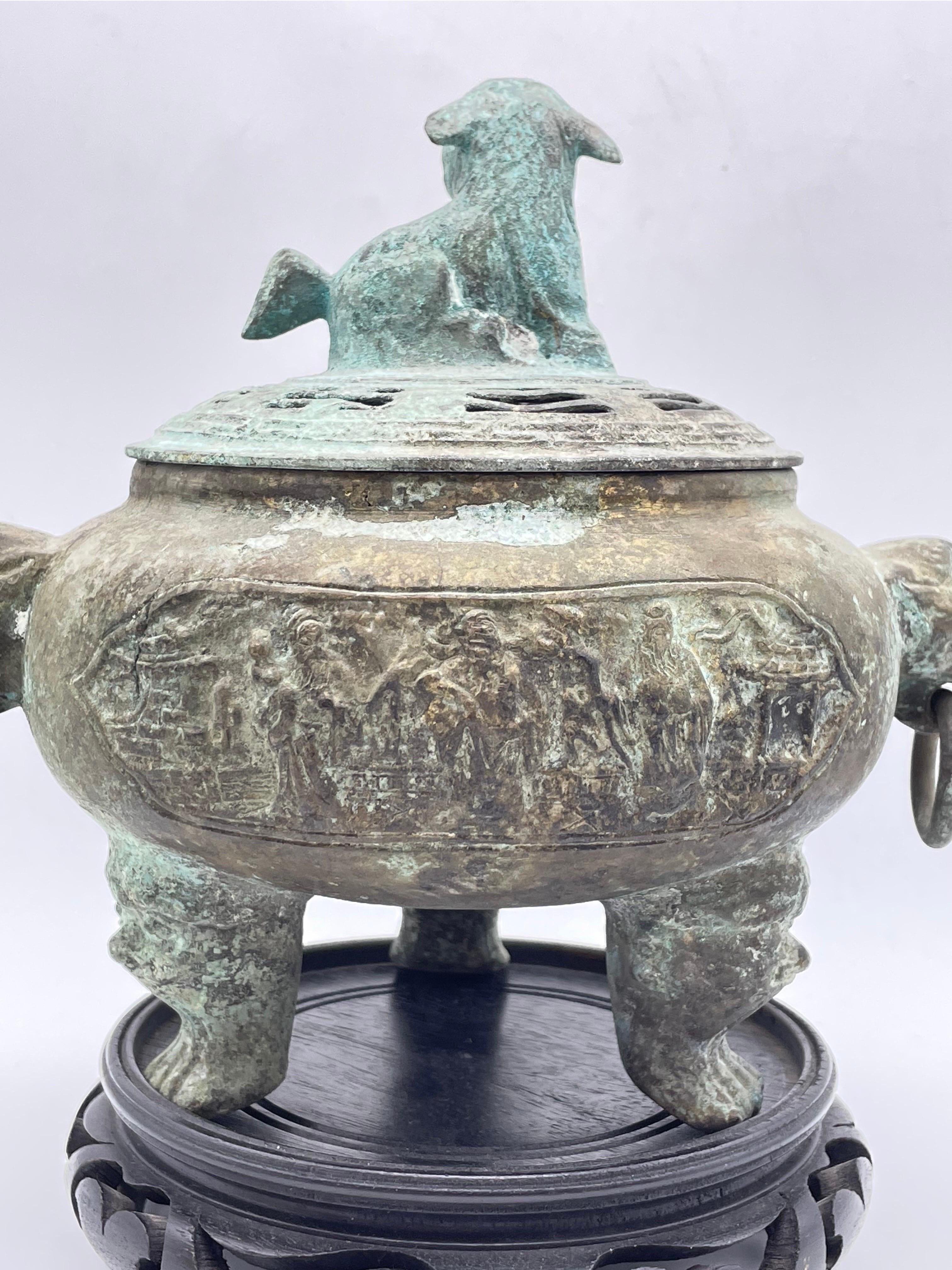 Antique china bronze incense burner For Sale 2
